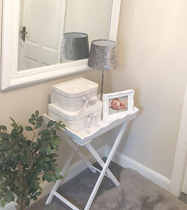 The Butler tray in a real hallway as a small console table