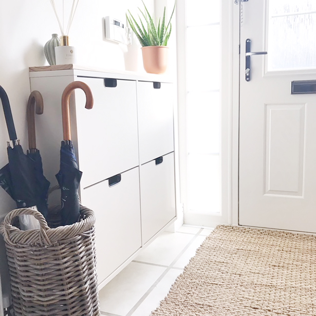 Umbrella basket for hallway furniture