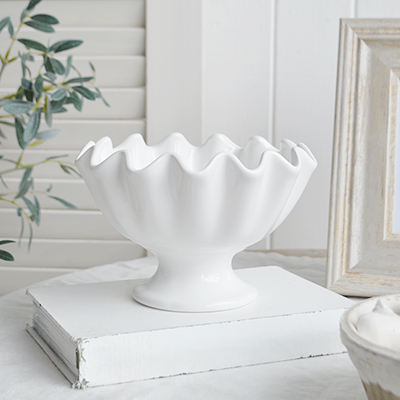 White Furniture and accessories for the home. Hyannis White Ceramic Bowlfor New England, farmhouse,  Country and coastal homes and interior decor