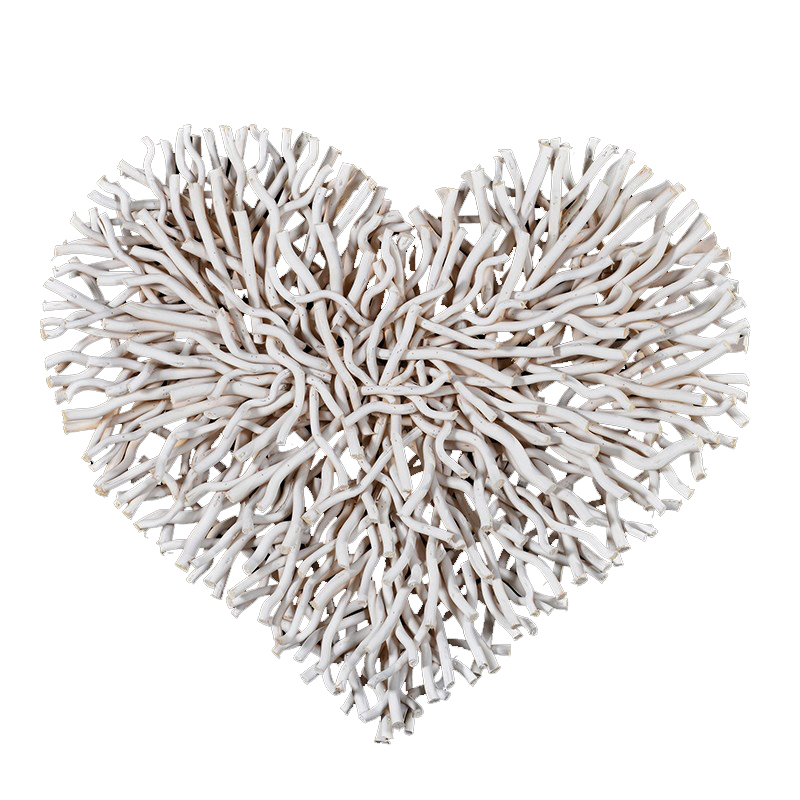 Large Chunky White Wood Twig Heart Wall Decor Cottage