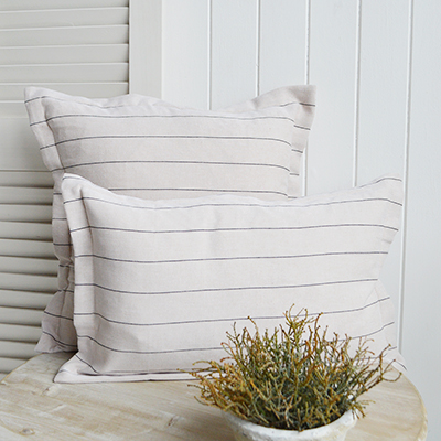 New England Style Country, Coastal and White Furniture and accessories for the home. Hamptons and New England coastal cushions and soft furnishings - Peabody Stripe Cushion Cover