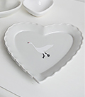 Grey Heart Trinket Plate with white flying goose, ideal for dressing tables