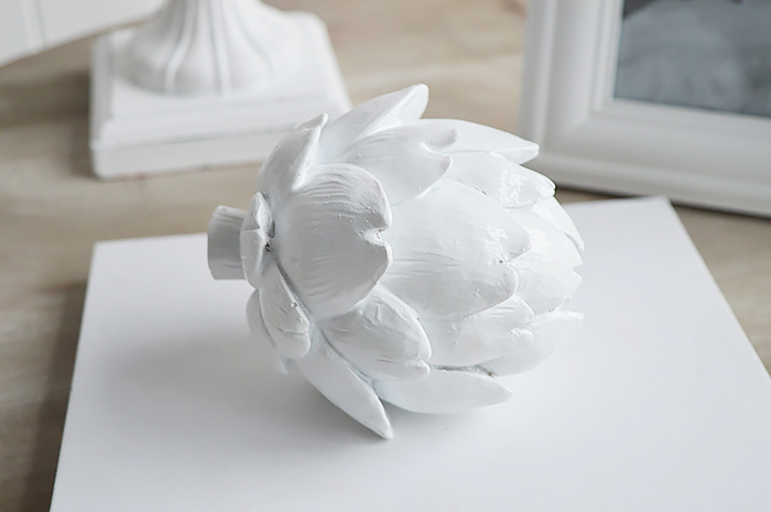 Decorative white artichoke from The White Lighthouse Home Decor and Furniture