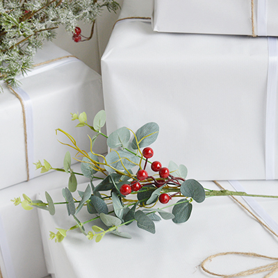 Faux White Berry & Cone Sprig from The White Lighthouse Home Furniture and Interiors