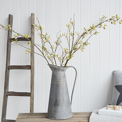 Artificial White Berry Branch for New England country, coastal and farmhouse interiors and home
