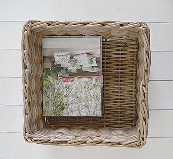Grey willow square basket, perfect for magazines