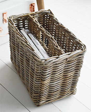 Casco Bay Grey Willow Magazine basket from The White Lighthouse