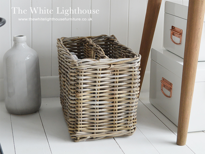 Casco Bay Grey Willow Magazine basket for storage  from The White Lighthouse Furniture