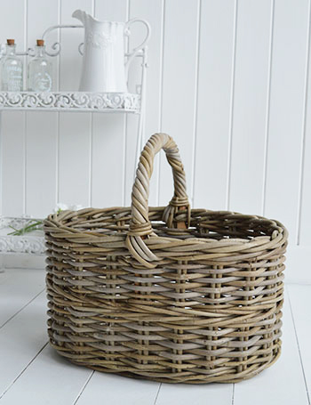 Casco Bay grey willow basket  for toilet rolls