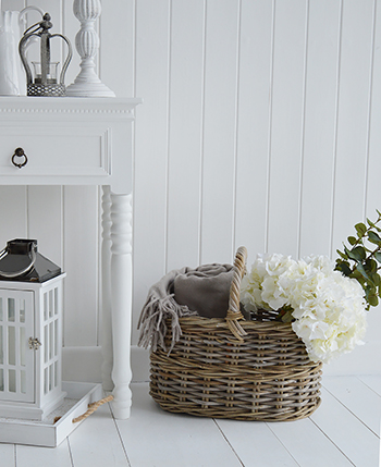 White and grey home decor accessories for coastal interiors