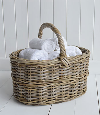 Casco Bay grey willow basket  for towels