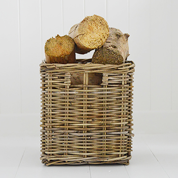 Small square willow log basket