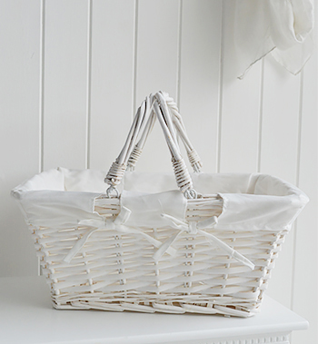 White basket with handles