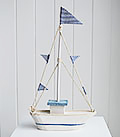 Blue and white decorative boat