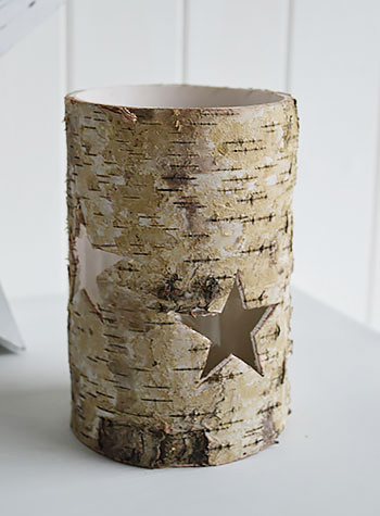 Nordic star candle holder log effect