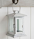 Small white lantern candle holder hanging