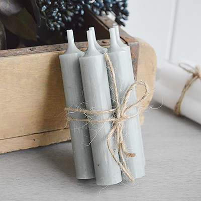 Short candles for chambersticks and candle holders from The White Lighthouse furniture and accessories. New England, coastal, country, city and farmhouse home interiors and decor