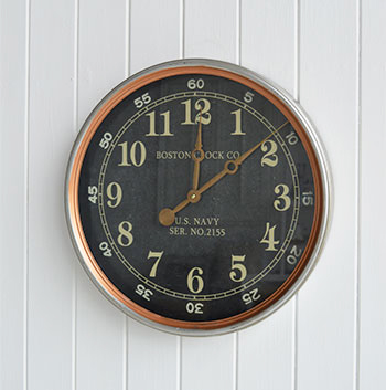 Boston vintage naval wall clock for coastal homes