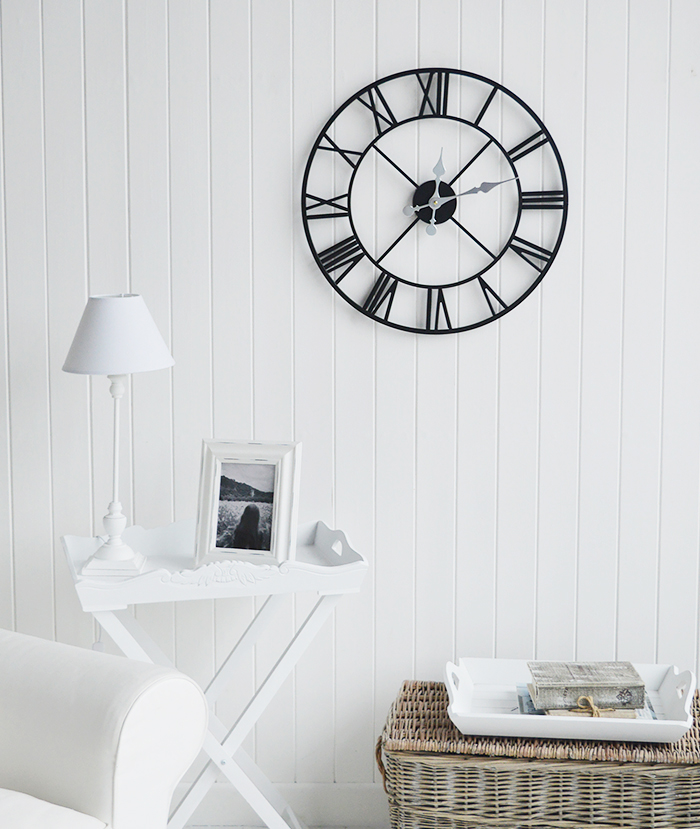 Kensington extra large wall clock with no back in a white living room