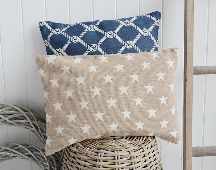 The White Lighthouse New England Style Interiors and furniture - Beige star cushions