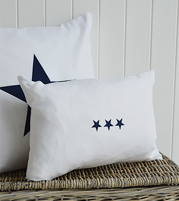 White and Navy Star cushion