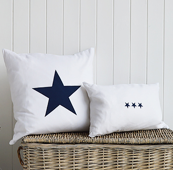 White and navy blue new hamptons cushions