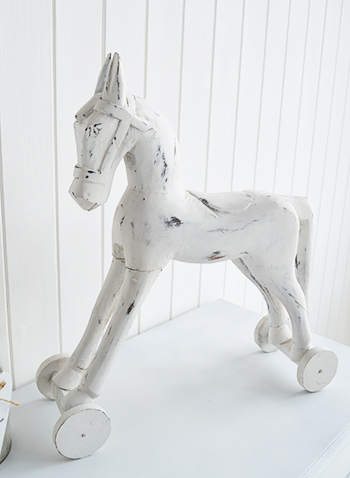 White wooden vintage horse