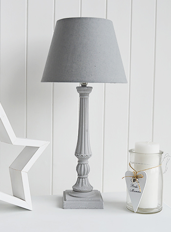Grey table lamp with shade
