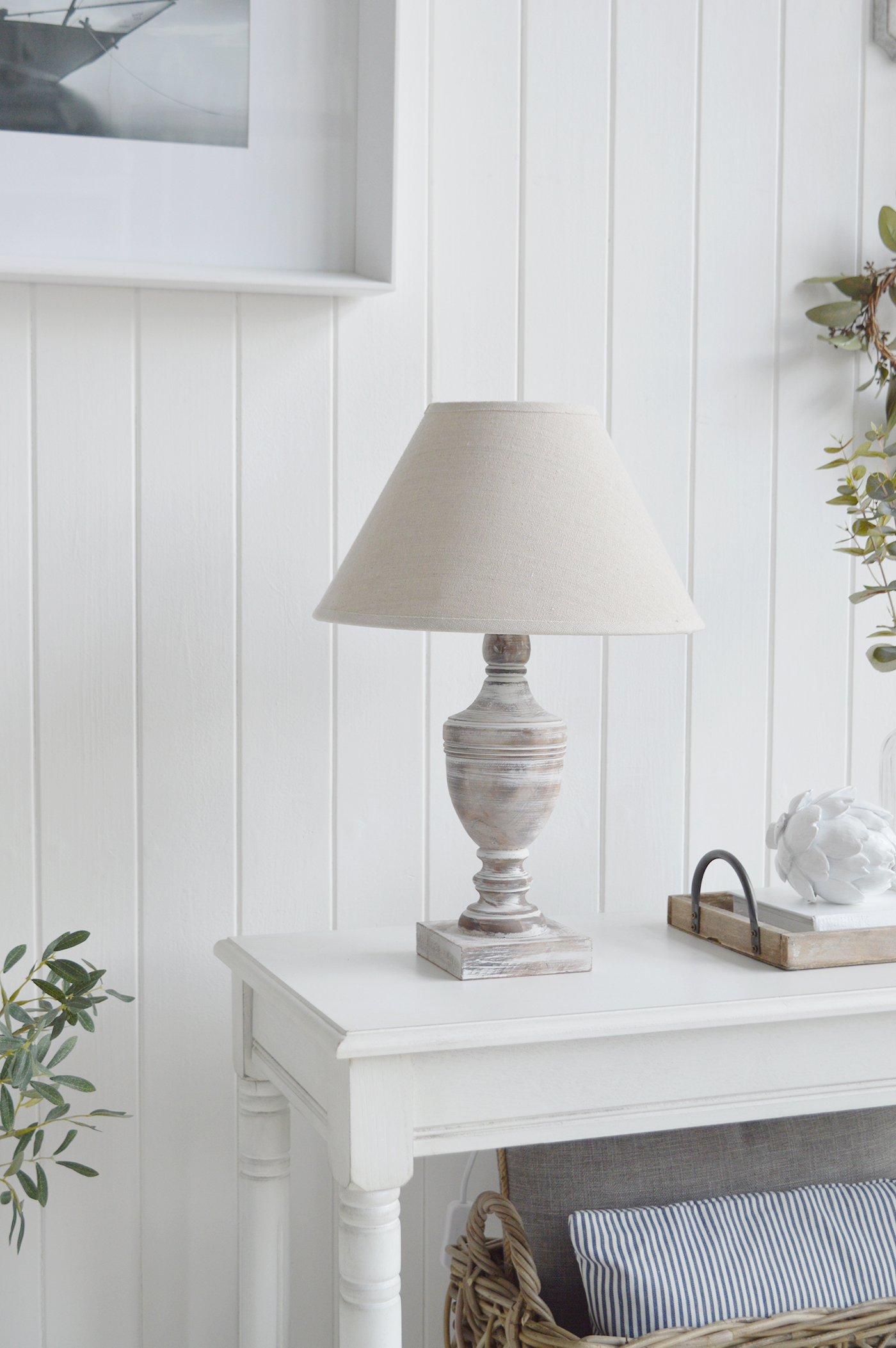 New England style table lamps - Lyon for country coastal homes and interiors from The White Lighthouse Furniture 