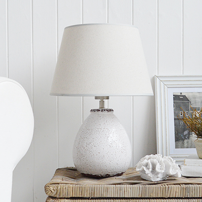 Barnstead Pale Grey Stone Lamp from The White Lighthouse Furniture. A lovely table lamp for bedside table or living room or bedroom furniture. New England style table lamps for country, coastal, city and farmhouse styled homes