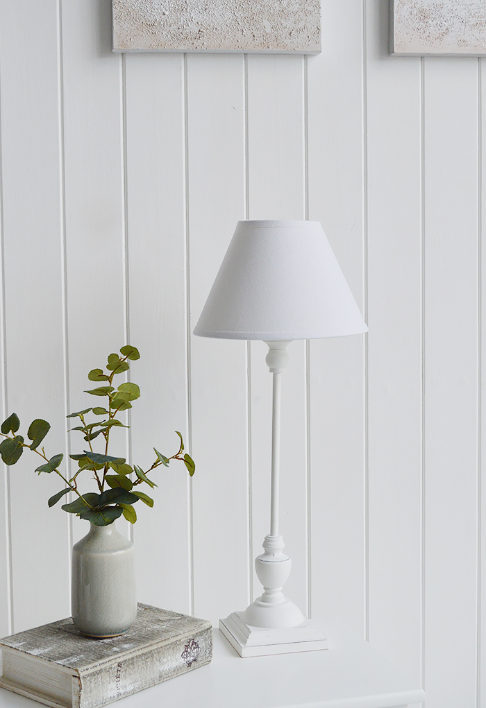 white bedside lamp