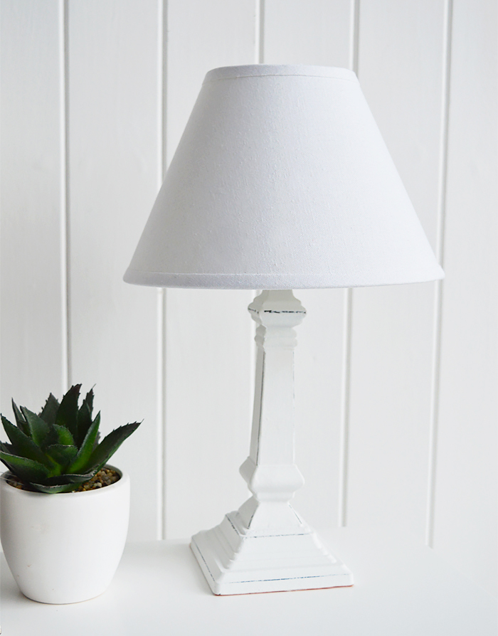 Hartford small white bedside table lamp