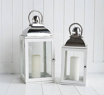 White and silver lanterns medium and large