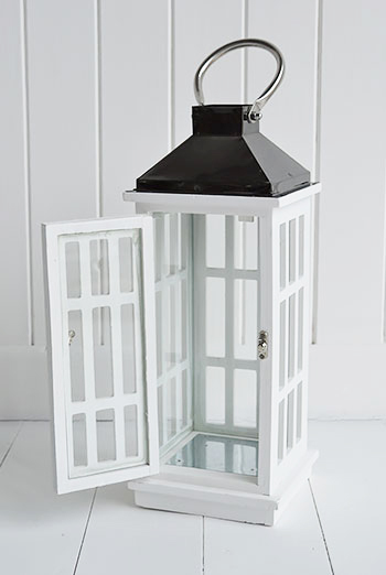 White lantern for coastal and cottage interiors