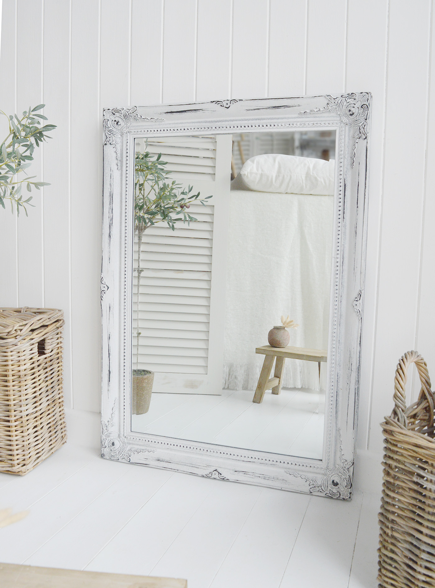White Wall Mirror for New England Style homes and Interiors