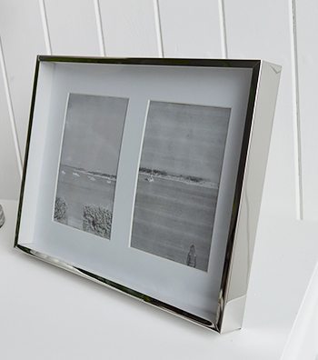 Double silver photoframe with white mount for two 6x4 photographs
