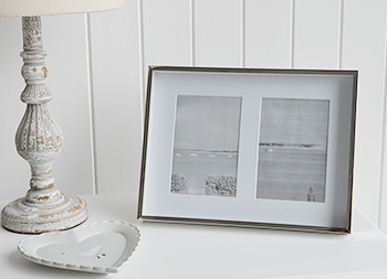 Double silver photoframe with white mount for two 6x4 photos