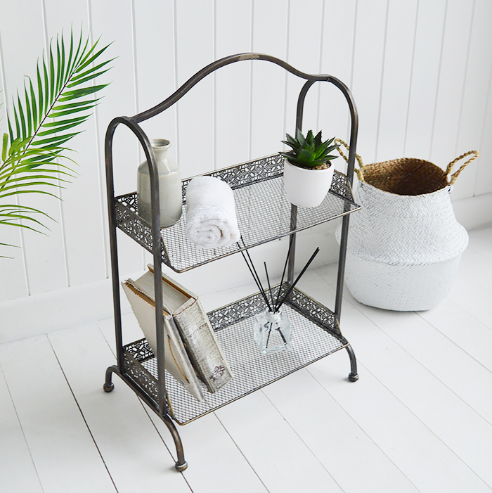 Provence freestanding shelf unit in aged bronze from The White Lighthouse Hall White  Furniture