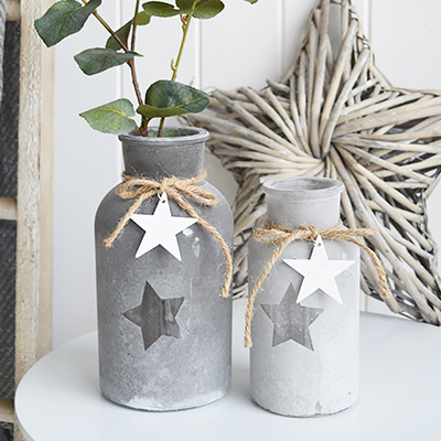 Grey star bottles or vases
