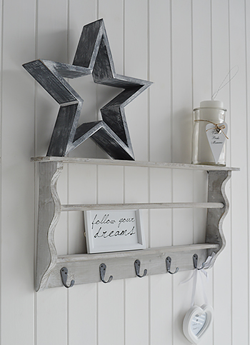 Grey narrow wall shelf