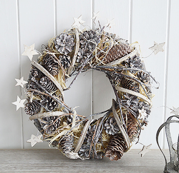 Grey wall hanging wreath with stars