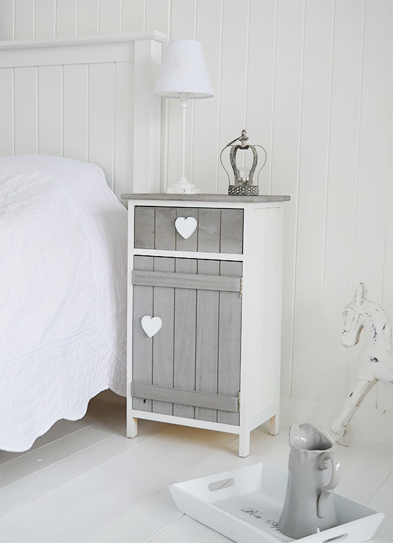 Heart bedside table,  beach furnitrue for a cottage by the sea