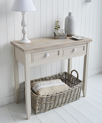 The White Lighthouse Hall Furniture - Grey Kittery Table with drawers