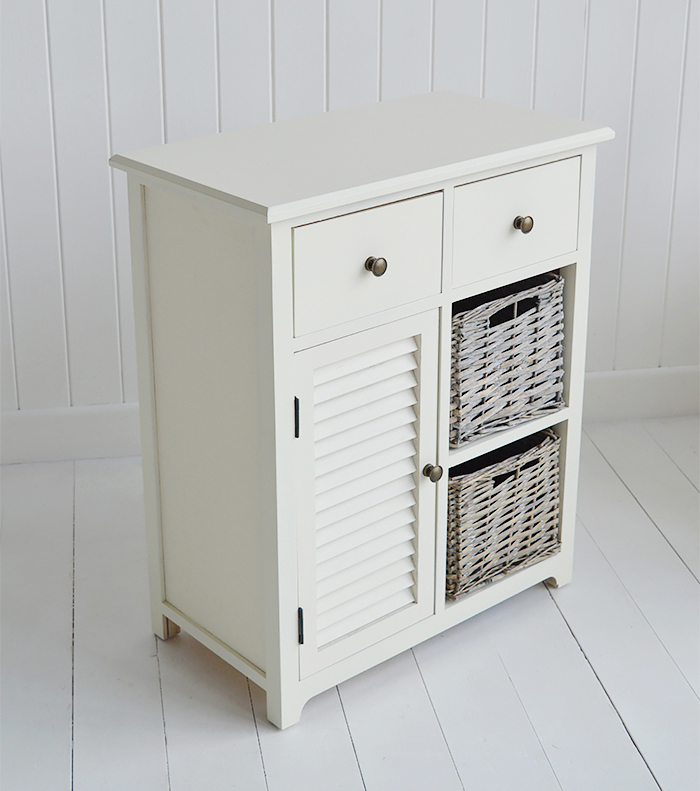 Newbury Cream Storage cabinet with 2 drawer, 2 baskets and cupboard for bedside table