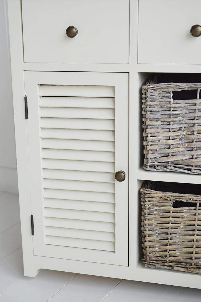 Newbury Cream Storage cabinet with 2 drawer, 2 baskets and cupboard for hallway furniture