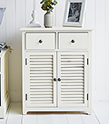 Newbury cream bathroom cabinet with large shelved cupboard and two drawers