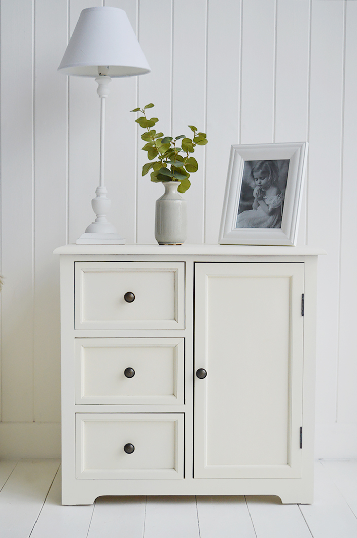 Newbury Caream Cabinet. Perfect lampt able or bedside table with lots of storage