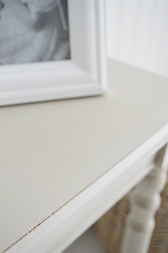 Plymouth narrow grey hall table for smaller hallway furniture and interiors from The White Lighthouse