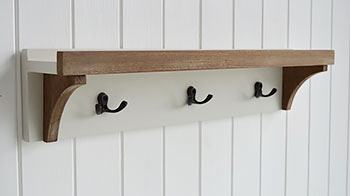 Small Brunswick Hall Coat Rack with shelf - The White Lighthouse Hall Furniture