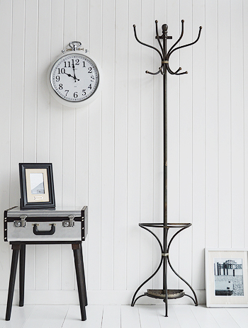 Wall mounted Bentwood metal coat stand in hallway